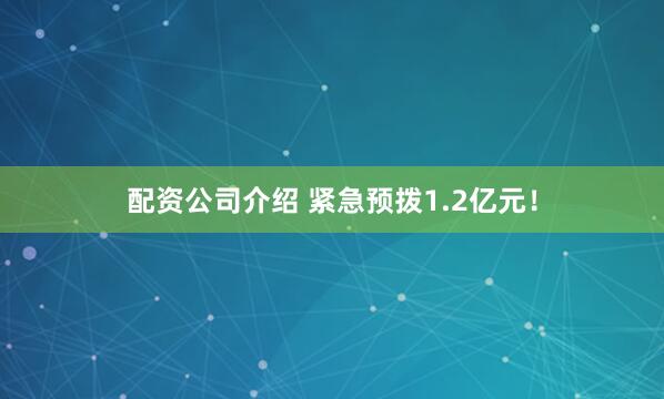 配资公司介绍 紧急预拨1.2亿元！